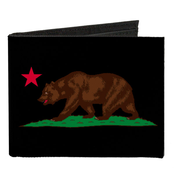 Buckle-Down Canvas Bi-Fold Wallet - California Flag Bear Black