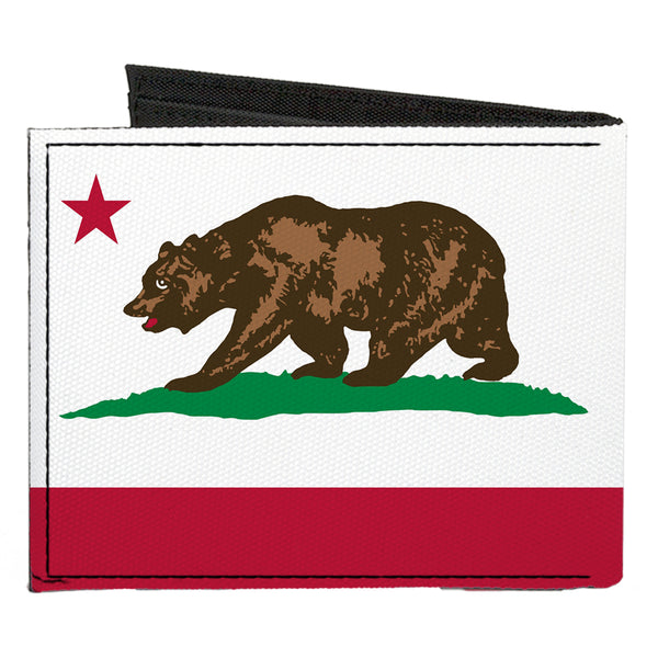 Buckle-Down Canvas Bi-Fold Wallet - California Flag Bear White