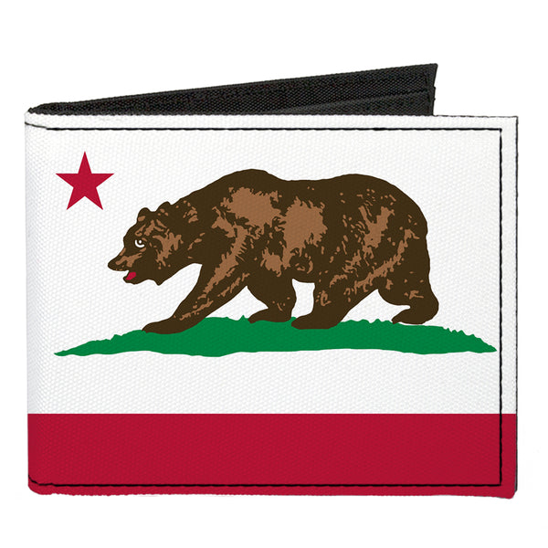 Buckle-Down Canvas Bi-Fold Wallet - California Flag Bear White