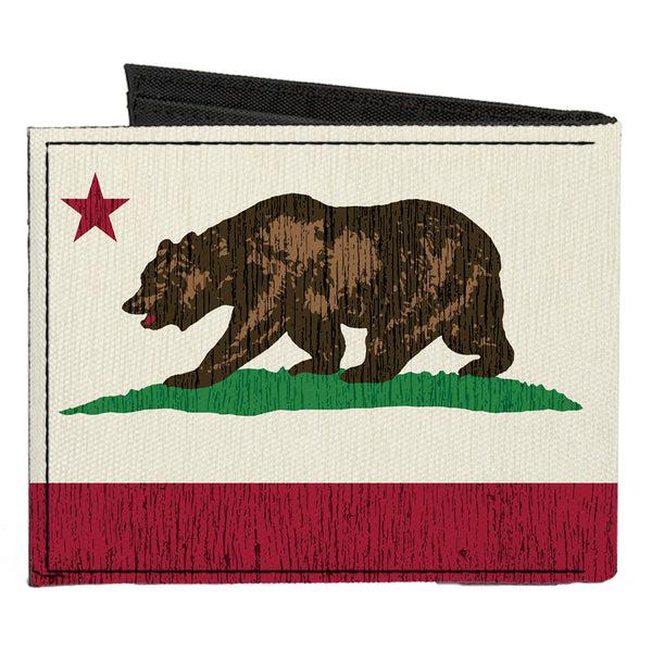 Buckle-Down Canvas Bi-Fold Wallet - California Flag Weathered White