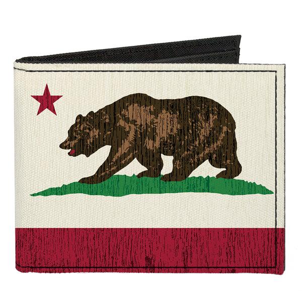 Buckle-Down Canvas Bi-Fold Wallet - California Flag Weathered White
