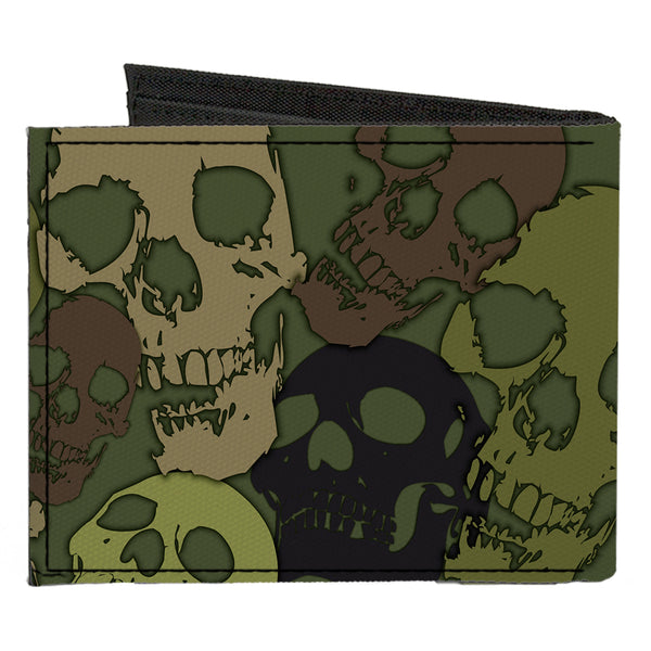 Buckle-Down Canvas Bi-Fold Wallet - Camo Olive Skull Yard