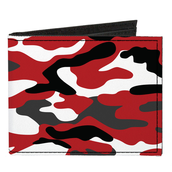 Buckle-Down Canvas Bi-Fold Wallet - Camo Red Black Gray White