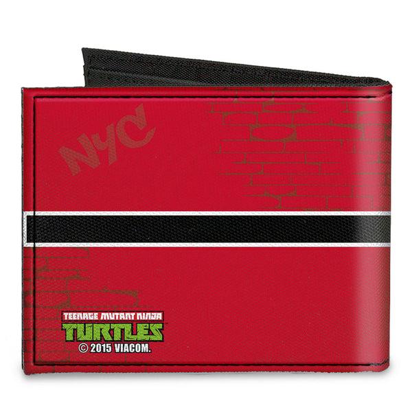 Buckle-Down Canvas Bi-Fold Wallet - CASEY JONES Baseball & Hockey Stick Bricks Stripe Reds White Black