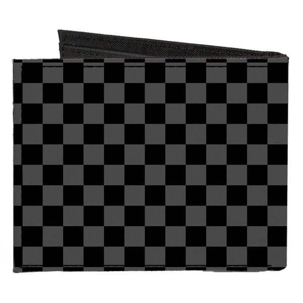 Buckle-Down Canvas Bi-Fold Wallet - Checker Black Gray