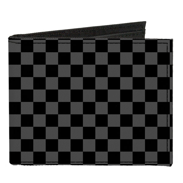 Buckle-Down Canvas Bi-Fold Wallet - Checker Black Gray