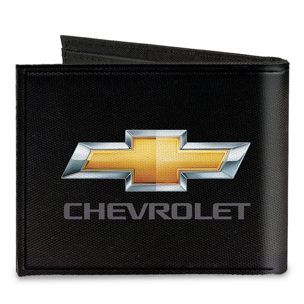 Buckle-Down Canvas Bi-Fold Wallet - Chevy Bowtie CHEVROLET Black Gold Gray