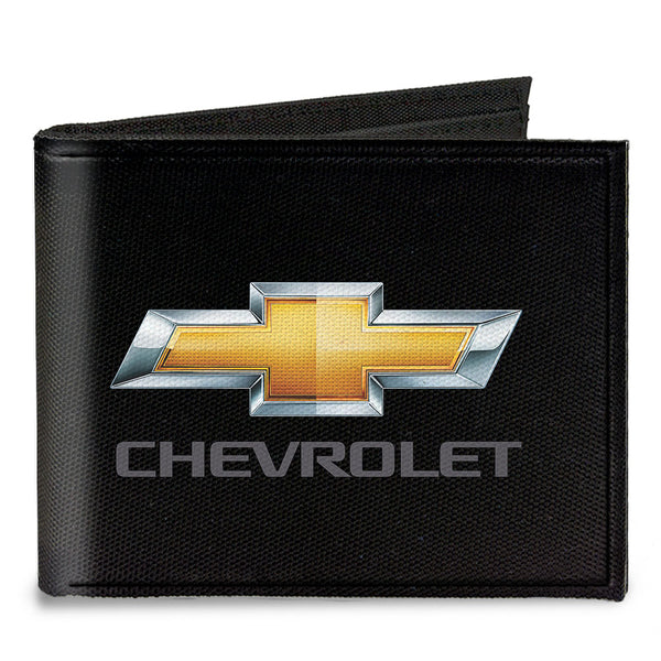 Buckle-Down Canvas Bi-Fold Wallet - Chevy Bowtie CHEVROLET Black Gold Gray