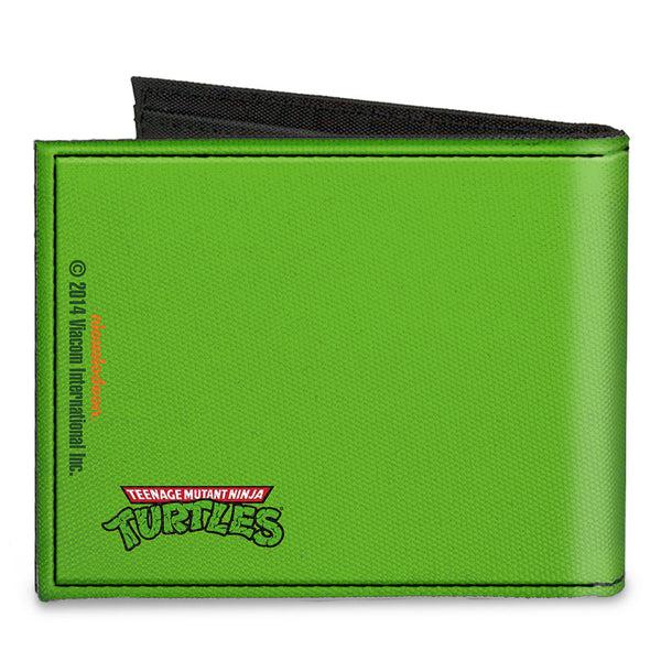 Buckle-Down Canvas Bi-Fold Wallet - Classic TMNT Donatello Face CLOSE-UP Green Purple
