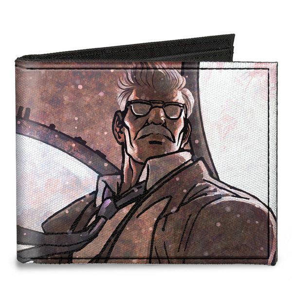 Buckle-Down Canvas Bi-Fold Wallet - Commissioner James Gordon CLOSE-UP Lights Pose Grays