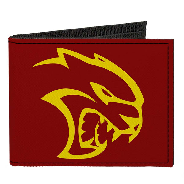 Buckle-Down Canvas Bi-Fold Wallet - Dodge Hellcat Logo + SRT Burgundy Yellow