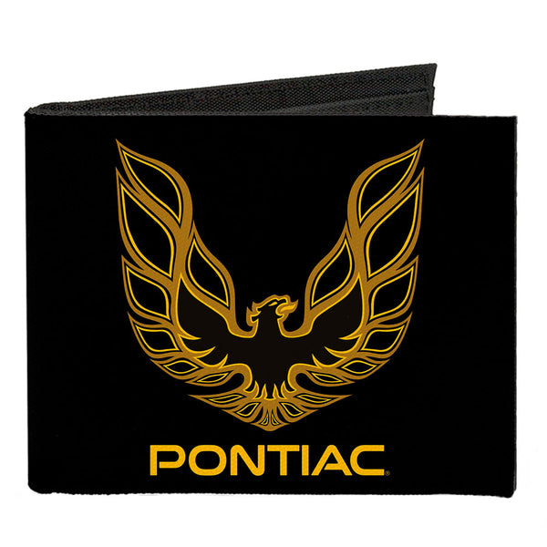 Buckle-Down Canvas Bi-Fold Wallet - Firebird PONTIAC Logo Black Golds