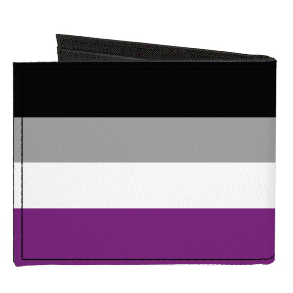 Buckle-Down Canvas Bi-Fold Wallet - Flag Asexual Black Gray White Purple