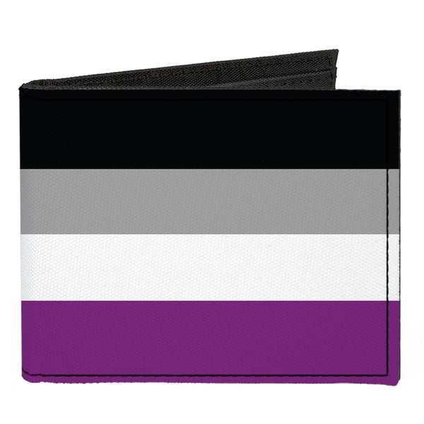 Buckle-Down Canvas Bi-Fold Wallet - Flag Asexual Black Gray White Purple