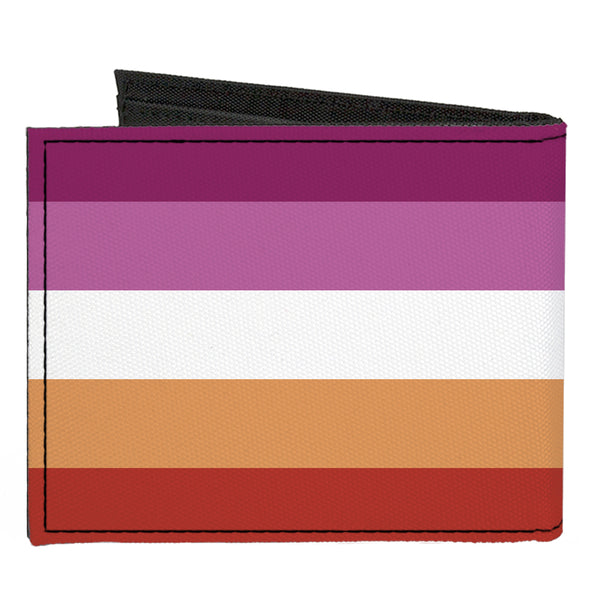 Buckle-Down Canvas Bi-Fold Wallet - Flag Lesbian Five Stripe Oranges White Pinks