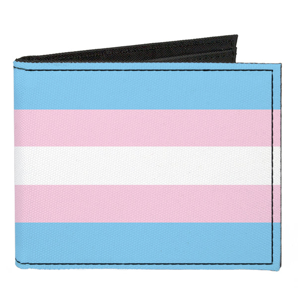 Buckle-Down Canvas Bi-Fold Wallet - Flag Transgender Baby Blue Baby Pink White