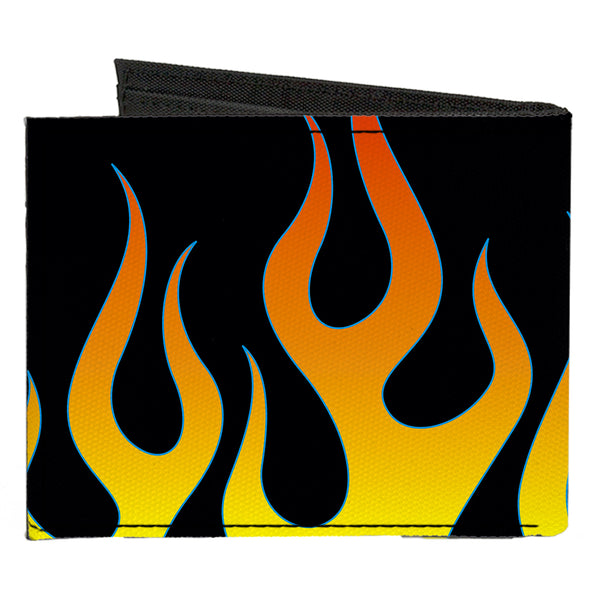Buckle-Down Canvas Bi-Fold Wallet - Flames Black Yellow Orange