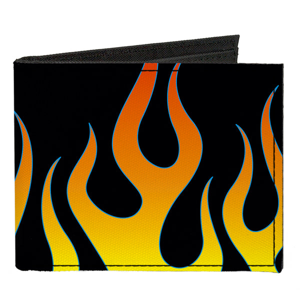 Buckle-Down Canvas Bi-Fold Wallet - Flames Black Yellow Orange