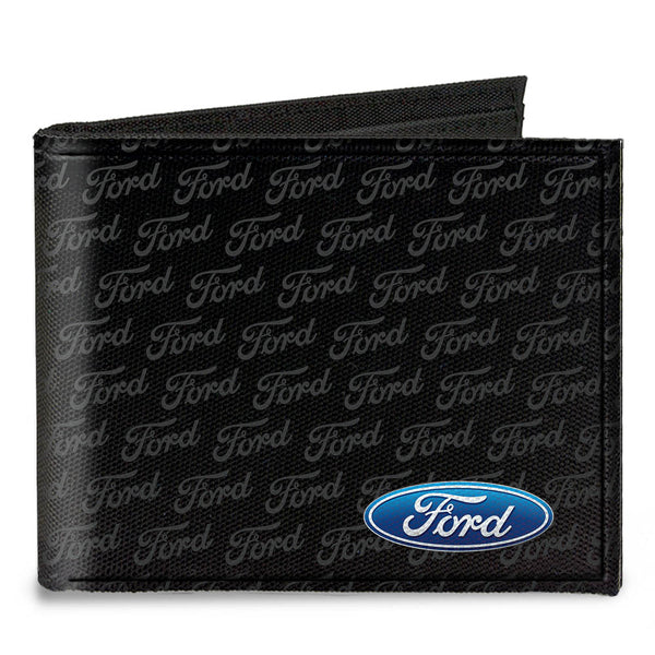 Buckle-Down Canvas Bi-Fold Wallet - Ford Oval CORNER w/Text