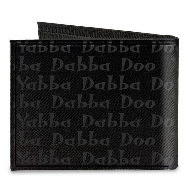 Buckle-Down Canvas Bi-Fold Wallet - Fred YABBA DABBA DOO Pose2 Black Gray