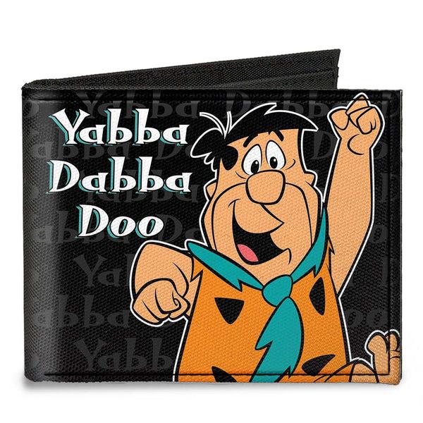 Buckle-Down Canvas Bi-Fold Wallet - Fred YABBA DABBA DOO Pose2 Black Gray