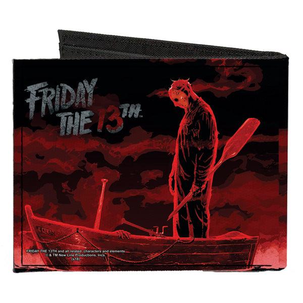 Buckle-Down Canvas Bi-Fold Wallet - FRIDAY THE 13th Jason Boat Murder Black Reds White