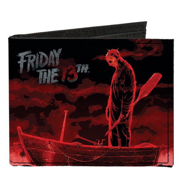 Buckle-Down Canvas Bi-Fold Wallet - FRIDAY THE 13th Jason Boat Murder Black Reds White