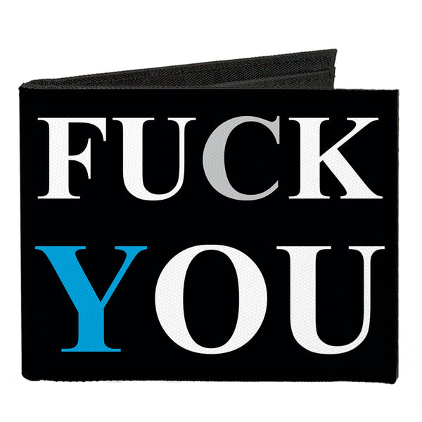 Buckle-Down Canvas Bi-Fold Wallet - FUCK YOU FUCK ME Black White Blue