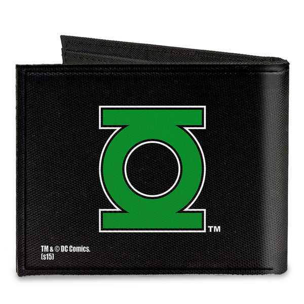 Buckle-Down Canvas Bi-Fold Wallet - Green Lantern Logo CLOSE-UP Black Green