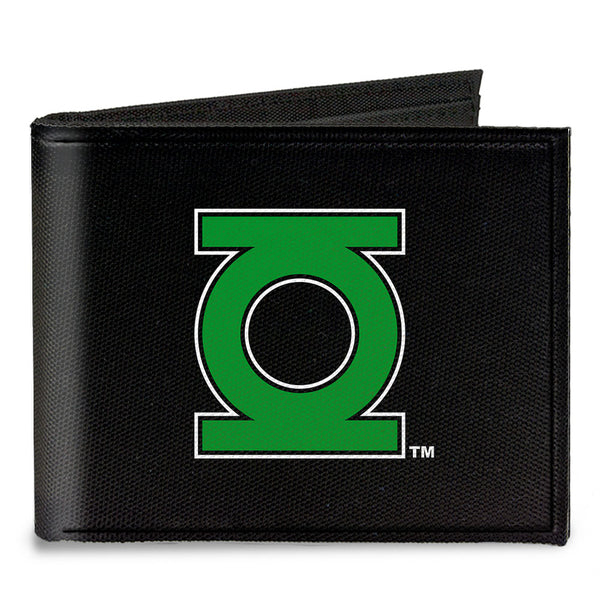 Buckle-Down Canvas Bi-Fold Wallet - Green Lantern Logo CLOSE-UP Black Green