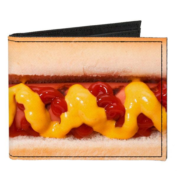 Buckle-Down Canvas Bi-Fold Wallet - Hot Dog w Mustard & Ketchup Vivid