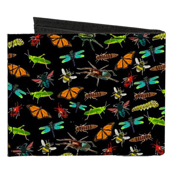 Buckle-Down Canvas Bi-Fold Wallet - Insects Scattered Black