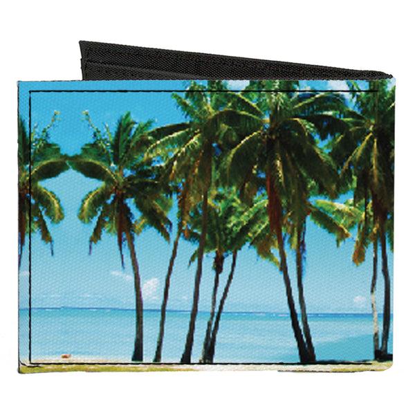 Buckle-Down Canvas Bi-Fold Wallet - Landscape Beach Palm Trees