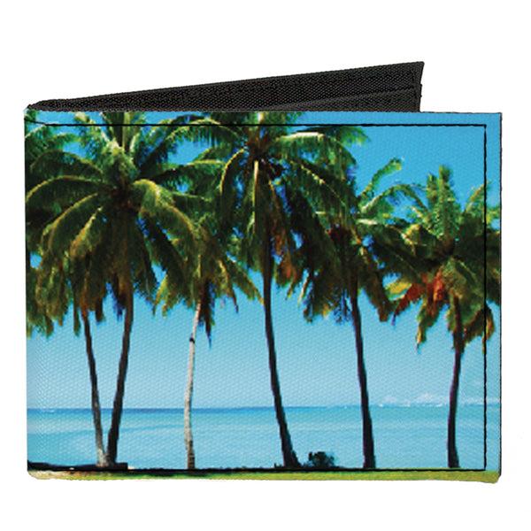 Buckle-Down Canvas Bi-Fold Wallet - Landscape Beach Palm Trees