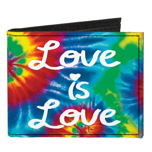 Buckle-Down Canvas Bi-Fold Wallet - LOVE IS LOVE BD Tie Dye White