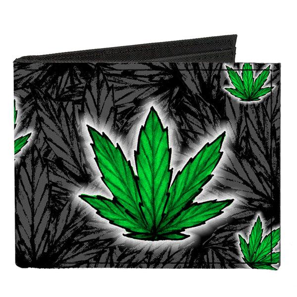 Buckle-Down Canvas Bi-Fold Wallet - Marijuana Haze Black