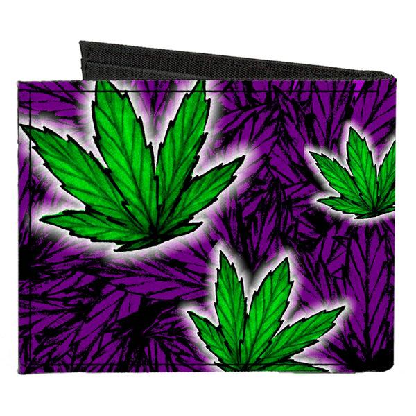 Buckle-Down Canvas Bi-Fold Wallet - Marijuana Haze Purple