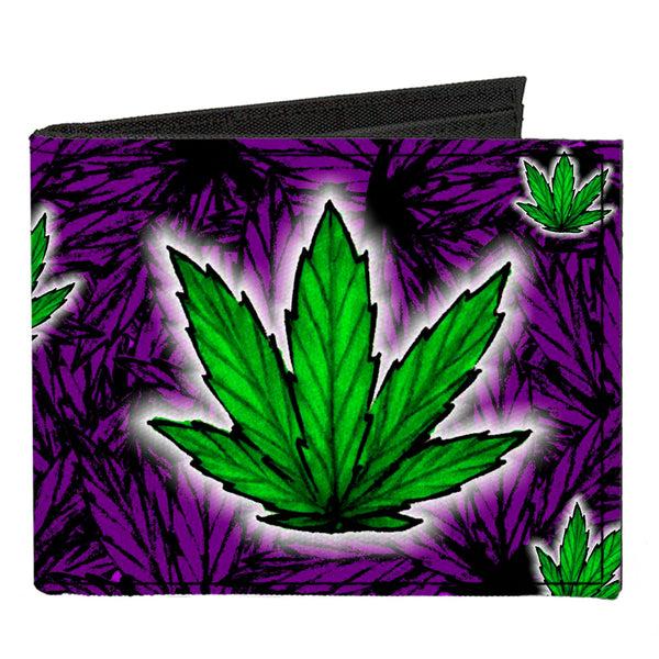 Buckle-Down Canvas Bi-Fold Wallet - Marijuana Haze Purple