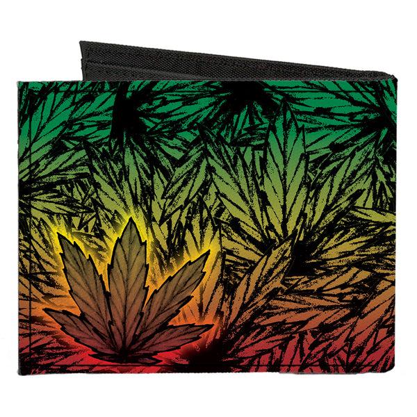 Buckle-Down Canvas Bi-Fold Wallet - Marijuana Haze Rasta Rasta