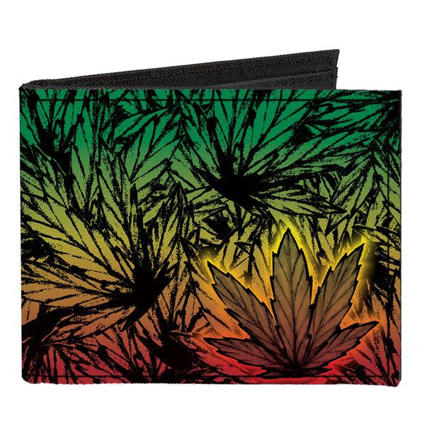 Buckle-Down Canvas Bi-Fold Wallet - Marijuana Haze Rasta Rasta