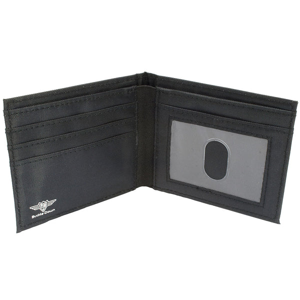 Buckle-Down Canvas Bi-Fold Wallet - Marijuana Leaves Scattered Black Green