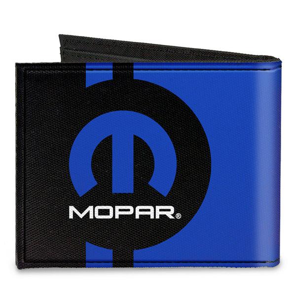 Buckle-Down Canvas Bi-Fold Wallet - MOPAR Logo Stripe2 Black Blue