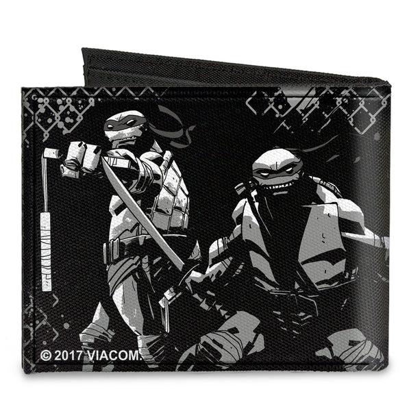 Buckle-Down Canvas Bi-Fold Wallet - Ninja Turtles Street Group Pose17 Black Grays