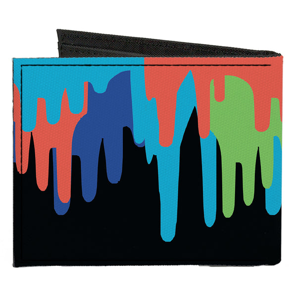 Buckle-Down Canvas Bi-Fold Wallet - Paint Drips Black Multi Neon
