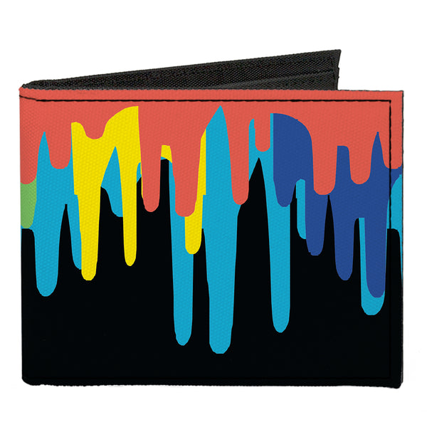 Buckle-Down Canvas Bi-Fold Wallet - Paint Drips Black Multi Neon