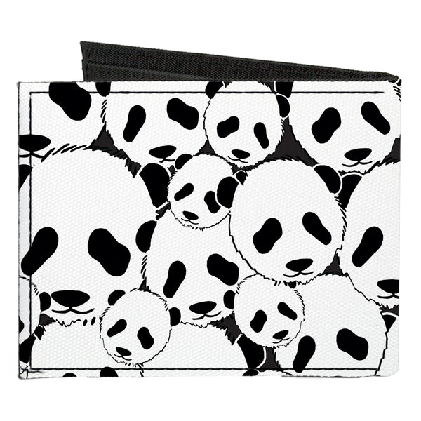 Buckle-Down Canvas Bi-Fold Wallet - Panda Bear Stacked