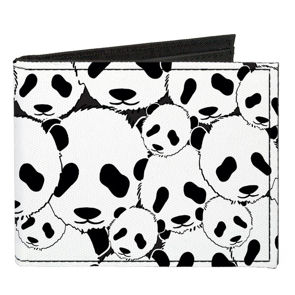 Buckle-Down Canvas Bi-Fold Wallet - Panda Bear Stacked