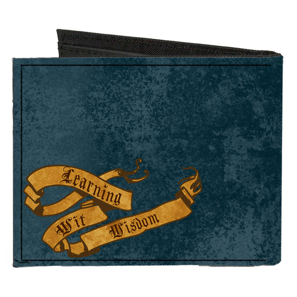 Buckle-Down Canvas Bi-Fold Wallet - RAVENCLAW Eagle Crest + LEARNING WIT WISDOM Banner Blues Golds