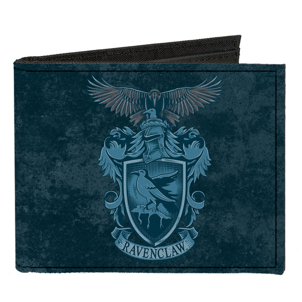 Buckle-Down Canvas Bi-Fold Wallet - RAVENCLAW Eagle Crest + LEARNING WIT WISDOM Banner Blues Golds