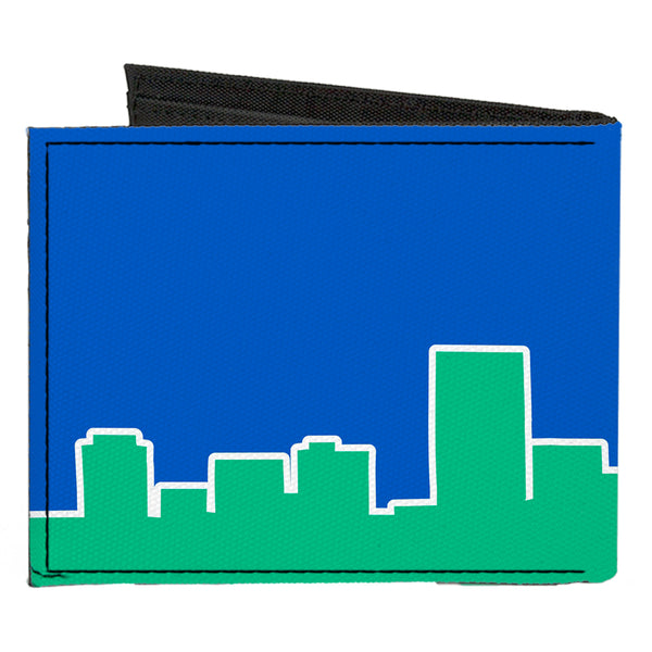 Buckle-Down Canvas Bi-Fold Wallet - Seattle Skyline Blue Green